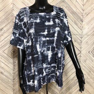 alfred dunner 3X ruffle tier navy tie dye